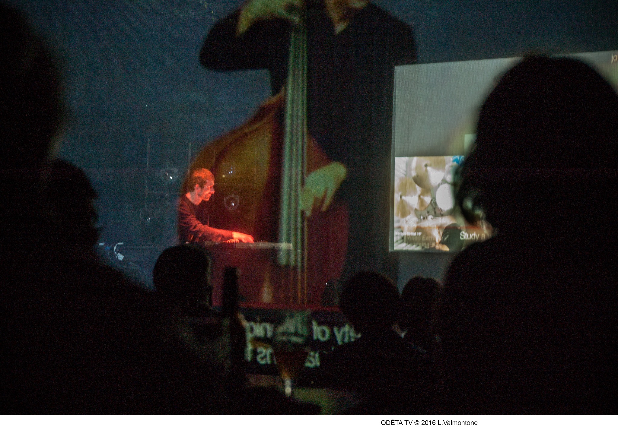 OdétaTV en concert, clavier et projections vidéo. Photographie : L. Valmontone, 2016.